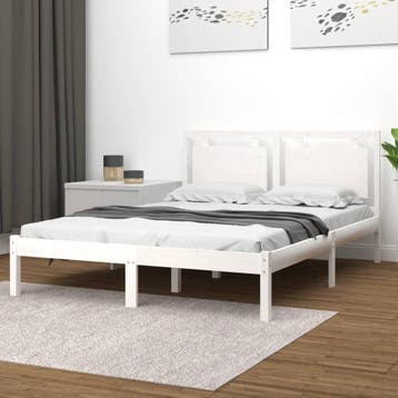 vidaXL Bedframe massief hout wit 200x200 cm, Huis en Inrichting, Slaapkamer | Bedden, Verzenden, Wit, Overige maten, 200 cm