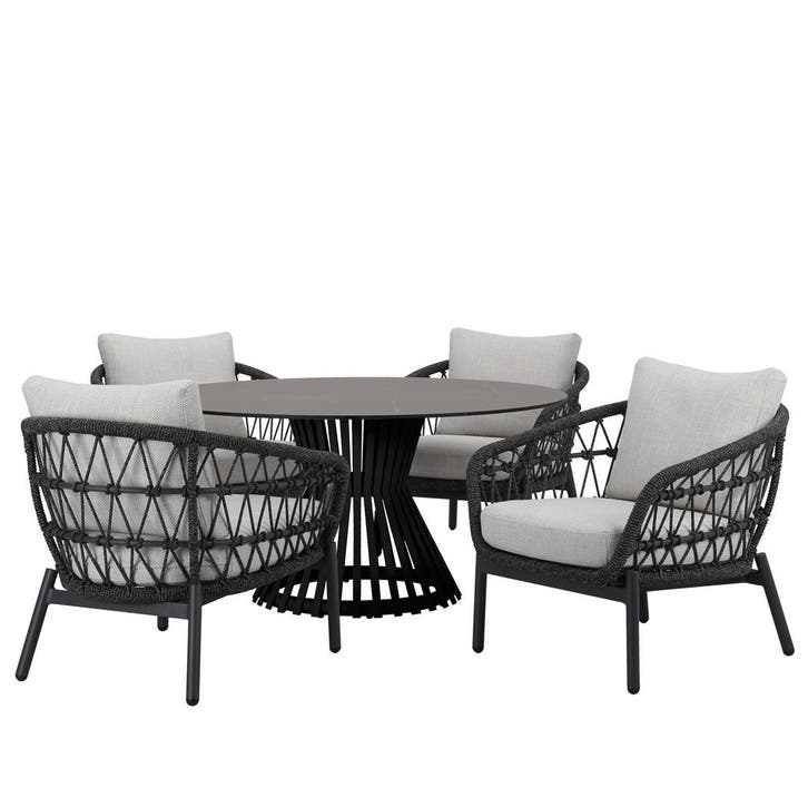 Arezzo Pasadena low dining tuinset 140xH69 cm 5 delig, Tuin en Terras, Tuinsets en Loungesets, Nieuw, Ophalen of Verzenden
