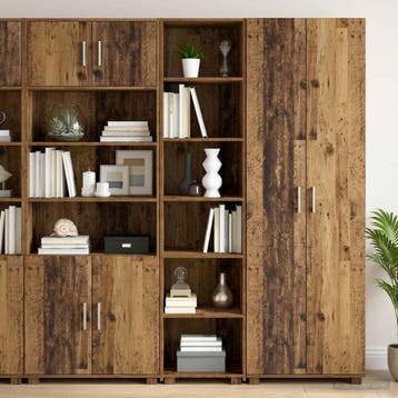 vidaXL Dressoir Eikenhout 45 x 41 x 185 cm Bewerkt hout, Verzenden, Nieuw, Overige houtsoorten, Minder dan 50 cm