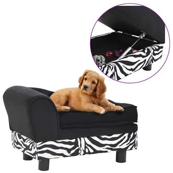 vidaXL Hondenbank 57x34x36 cm pluche zwart, Verzenden, Nieuw
