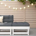 vidaXL Tuinvoetenbank met kussen massief grenenhout wit, Tuin en Terras, Tuinsets en Loungesets, Verzenden, Nieuw