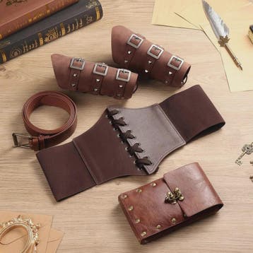 Middeleeuwse Renaissance Kostuum Set: Corset, Riem, Portemon, Verzenden