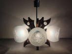 Plafondlamp - Houten- glas- chroom