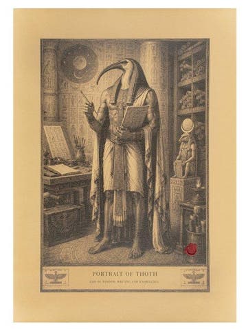 Wanddecor - Artistiek Thoth – God van Wijsheid, Schrift en