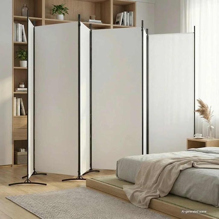 vidaXL Kamerscherm met 6 panelen 520x180 cm stof wit, Huis en Inrichting, Woonaccessoires | Kamerschermen, Nieuw, Verzenden