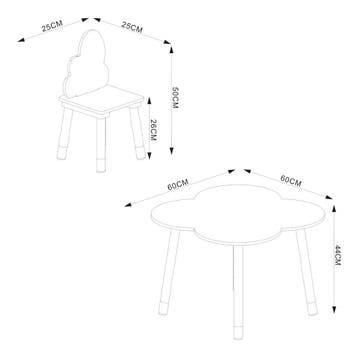 Kindertafelset Epim met 2 kinderstoelen wolkdesign wit en na, Huis en Inrichting, Bureaus, Verzenden, Nieuw