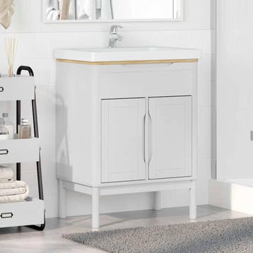 vidaXL Badkamer wastafelkast FLORO Wit 60 x 40 x 80 cm, Verzenden, Nieuw, Wastafelkast