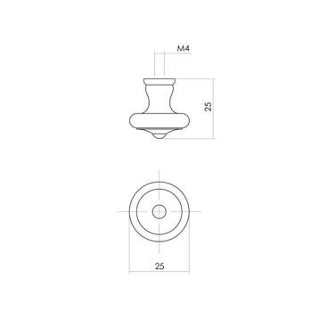 Intersteel Meubelknop met punt ø25mm - smeedijzer zwart, Verzenden, Nieuw