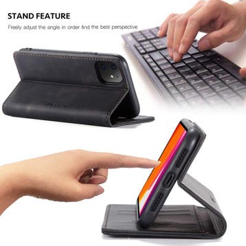 CaseMe book case leer - Apple iPhone 11 - zwart, Verzenden, Nieuw