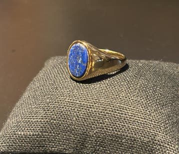 No-Fade Goud-Stijl Vergulde Lapis Lazuli Ring 19mm Sieraden, Sieraden, Tassen en Uiterlijk, Ringen, 18 tot 19, Nieuw, Dame of Heer