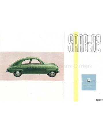 1953 SAAB 92 BROCHURE ENGELS, Nieuw, Author