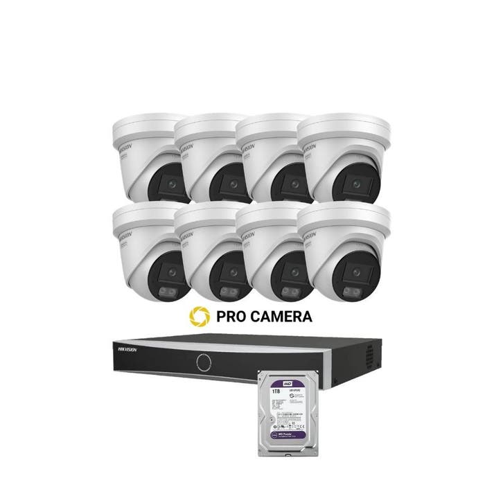 Hikvision Hybrid Colorvu 8x 8MP 2.8mm  3.0 + 8CH NVR + 2 TB, Audio, Tv en Foto, Videobewaking, Buitencamera, Nieuw, Verzenden
