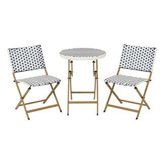 Bistroset | Decoris | 3-delig (Inklapbaar, Wicker, Blauw), Verzenden, Nieuw
