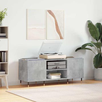 vidaXL Platenkast 121x38x48 cm bewerkt hout betongrijs, Verzenden, Nieuw
