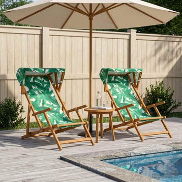 vidaXL Ligstoel 2 pcs 3 Positie massief eucalyptushout, Verzenden, Nieuw