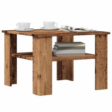 vidaXL Salontafel 60x60x42 cm bewerkt hout oud houtkleurig, 50 tot 100 cm, Verzenden, Nieuw, 50 tot 100 cm