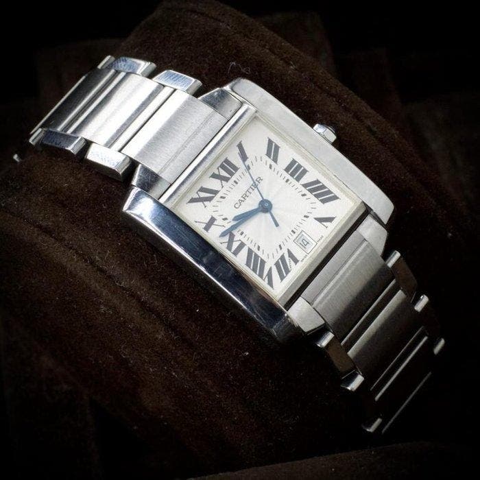 Cartier - Tank Française - 2302 - Unisex - 2000-2010, Sieraden, Tassen en Uiterlijk, Horloges | Heren