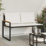 vidaXL Bank met kussen Zwart en Cream Wit 115 x 65 x 72 cm, Tuin en Terras, Tuinbanken, Verzenden, Nieuw