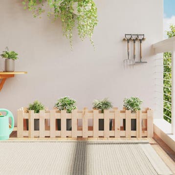 vidaXL Plantenbak verhoogd met hekontwerp 150x30x30 cm, 100 cm of meer, Verzenden, Nieuw, Hout