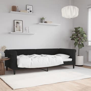 vidaXL Slaapbank 80x200 cm fluweel zwart, Eenpersoons, Verzenden, Zwart, Nieuw