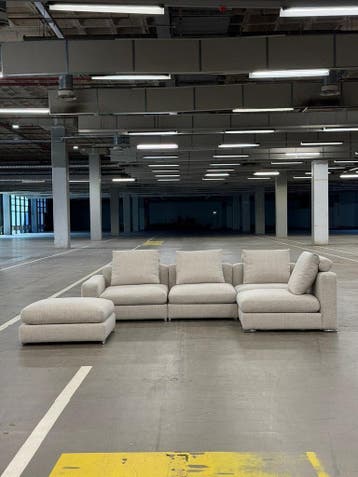 Minotti Jagger Bank | Shitake | NIEUWSTAAT + Garantie, 300 cm of meer, Ophalen of Verzenden, Zo goed als nieuw, Bank Hoekbank Bankstel Bankje Loungebank Banken Chaise Lounge 