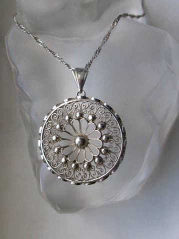 Zilver, Filigraan - Ketting met hanger - Art Nouveau