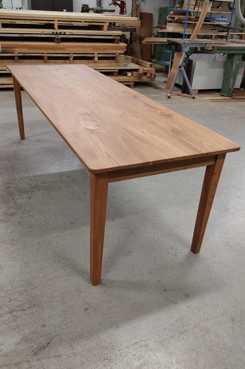 Franse tafel in iepenhout met smalle tafelregel AANBIEDING!!, Franse stijl, 50 tot 100 cm, Vijf personen of meer, Rechthoekig