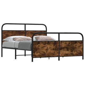 vidaXL Bedframe zonder matras metaal gerookt eikenkleurig, Eenpersoons, Bruin, Verzenden, Nieuw