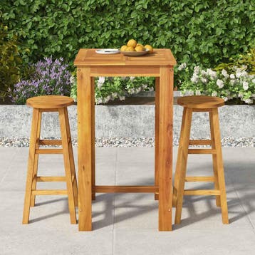 vidaXL 3-delige Tuinbarset massief acaciahout, Verzenden, Nieuw, Hardhout, 2 zitplaatsen