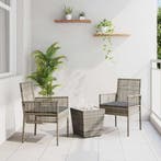 vidaXL Tuin Bistro Set 3 pcs Grijs poly rattan, Verzenden, Nieuw, Rotan, 3 zitplaatsen