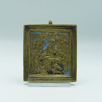 Icoon - Ontslapen van de Moeder Gods - Messing, Emaille