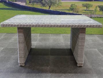 Ibiza XL lounge-diningtafel 140x80xH70 cm wit grijs, Ophalen of Verzenden, Nieuw, Wicker