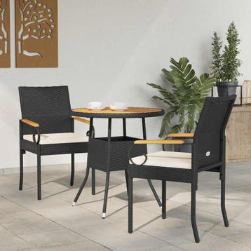 vidaXL Tuinstoelen 2 st Zwart en Cream Wit Poly rattan en, Verzenden, Nieuw, Rotan