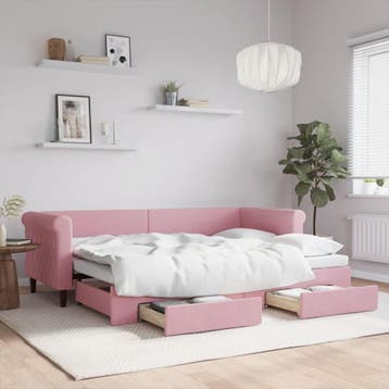 vidaXL Slaapbank met onderschuifbed en lades 80x200 cm, Eenpersoons, Verzenden, Nieuw, 80 cm