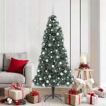 vidaXL Kunstkerstboom met verlichting en ballenset Groen 180, Verzenden, Nieuw