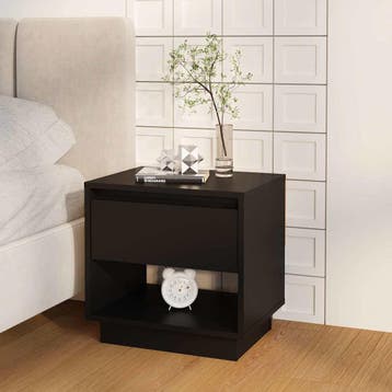 vidaXL Nachtkastje 45x34x44 cm bewerkt hout zwart, Minder dan 45 cm, Verzenden, Nieuw, Minder dan 55 cm