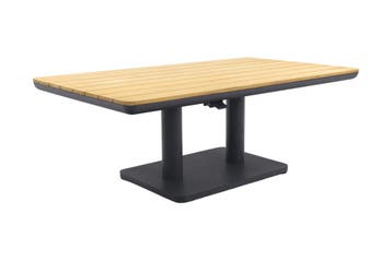 VDG Medina up&down tafel 140x80 cm royal grey teak top, Verzenden, Nieuw, Rond, Hout