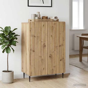 vidaXL Dressoir Artisanaal eiken 66 x 34,5 x 92 cm Bewerkt, Verzenden, Nieuw, Overige houtsoorten, Minder dan 50 cm