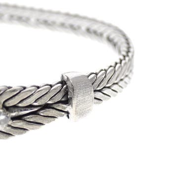 Vintage witgouden vossenstaart schakelarmband met diamant..., Gebruikt, Ophalen of Verzenden, Met edelsteen, Goud