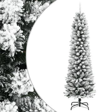 vidaXL Kunstkerstboom met sneeuw smal 240 cm PVC en PE, Verzenden, Nieuw