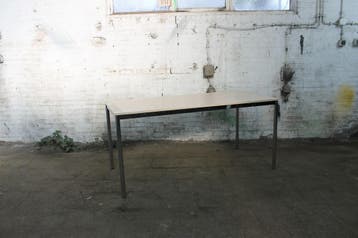 Tweedehands VEPA kantinetafel peren blad chroom frame 160x80, Verzenden, Gebruikt