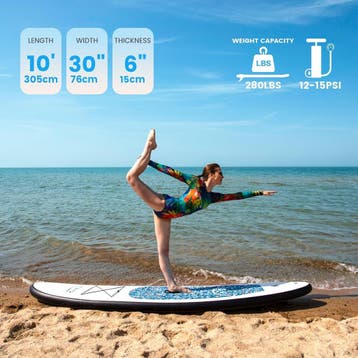 Sup Board - Opblaasbaar Paddle Board - 136 kg - Wit/Blauw -, Verzenden, Zo goed als nieuw