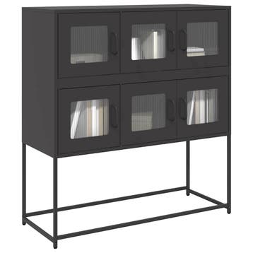 vidaXL Dressoir 100,5x39x107 cm koudgewalst staal zwart, Verzenden, Nieuw, Metaal