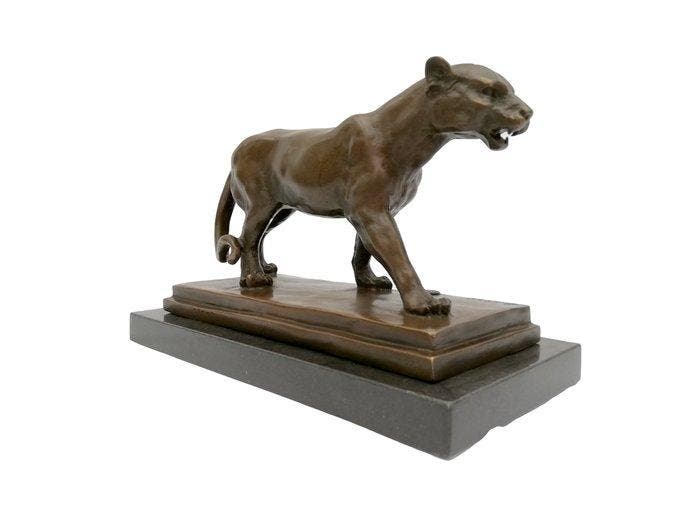 Beeldje - Lioness - Brons, Marmer, Antiek en Kunst, Kunst | Designobjecten