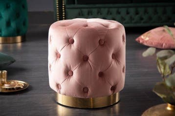 Elegante kruk MODERN BAROK 40cm oud roze goud fluweel, Ophalen of Verzenden, Nieuw
