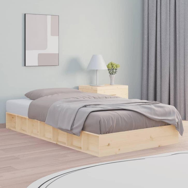 vidaXL Bedframe massief hout 120x190 cm, Huis en Inrichting, Slaapkamer | Bedden, 120 cm, 190 cm of minder, Bruin, Twijfelaar