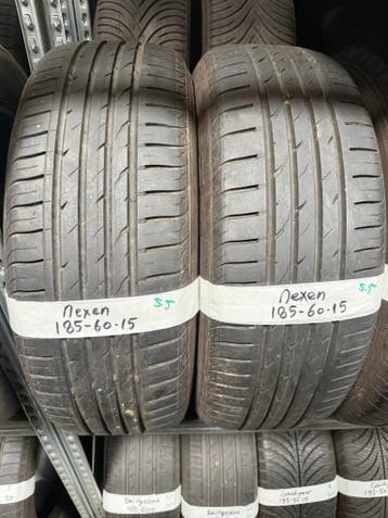 185-60-15 Nexen Zomerbanden 5.5mm Incl Montage 185 60 15, Auto-onderdelen, Banden en Velgen, Ophalen, Gebruikt, 15 inch, 185 mm
