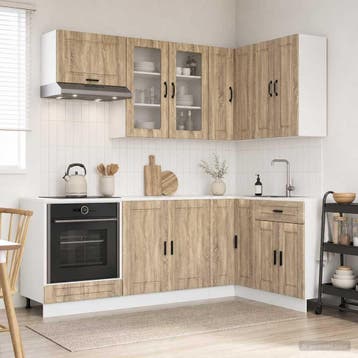 vidaXL Keukenblok PORTO 8 pcs Sonoma Eiken Bewerkt hout, Verzenden, Nieuw, Bruin