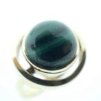 Gouden dames ring met malachiet, Gebruikt, Overige kleuren, Ophalen of Verzenden, 17 tot 18