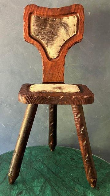 Stoel - Hout - Spaanse Brutalistische stoel
